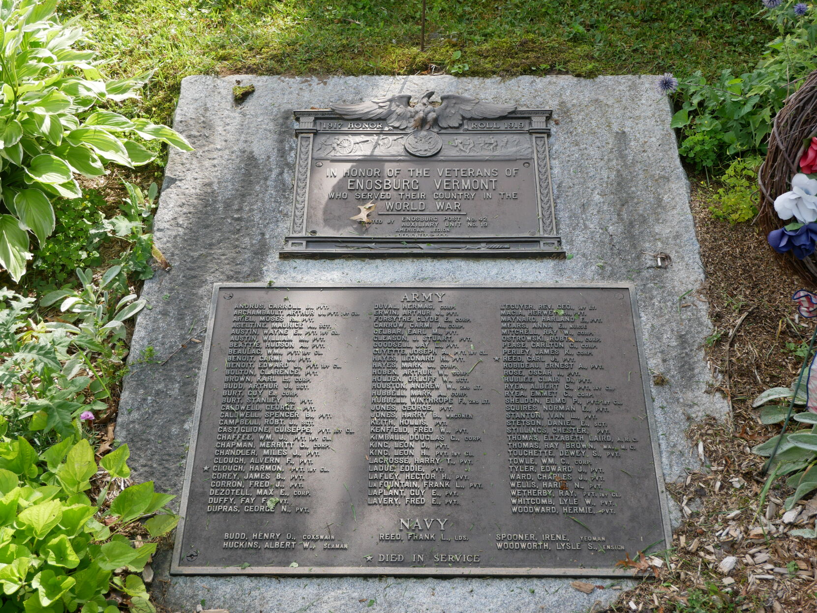 Enosburgh World War I Memorial, Lincoln Park, 8-28-2020